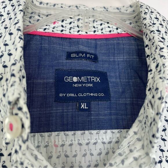 Geometrix New York by Drill Clothing slim fit flamingo button down shirt XL - Picture 3 of 7